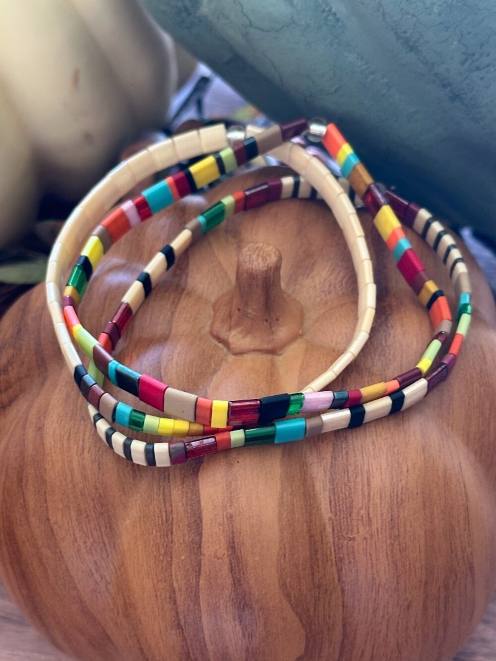 NEW-Set of THREE (3)-Glass Bracelet Stack-"Sweater Weather"-Child & Adult Sizes